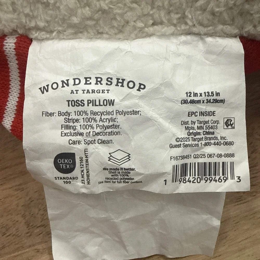 Wondershop Holiday Bear With Red Scarf Toss Pillow Target